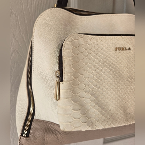 FURLA Genuine Python Embossed One Shoulder Bag Pony Style Women Authentic - Picture 9 of 15